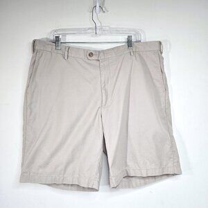 Peter Millar Beige Khaki Chino Pima Cotton Stretch Shorts 8.5" Inseam Flat Front